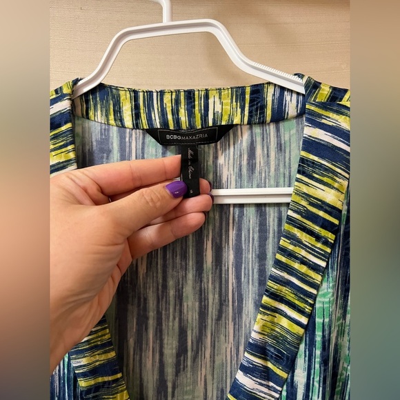 BCBG Maxazria Stylish Blue and Green Wrap Dress size small colourful bohemian - Picture 5 of 7